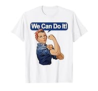 We Can Do It Rosie The Riveter tee with Rosie the Riveter with her muscles saying the words We can do it. Lightweight, Classic fit, Double-needle sleeve and bottom hem