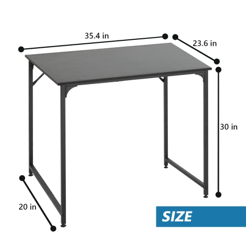 Paylesshere 35" Computer Desk Gaming Desk Multi-Function Writing Table Student Art Modren Simple Style Pc Wood And Metal Desk Workstation, Black #TOP2