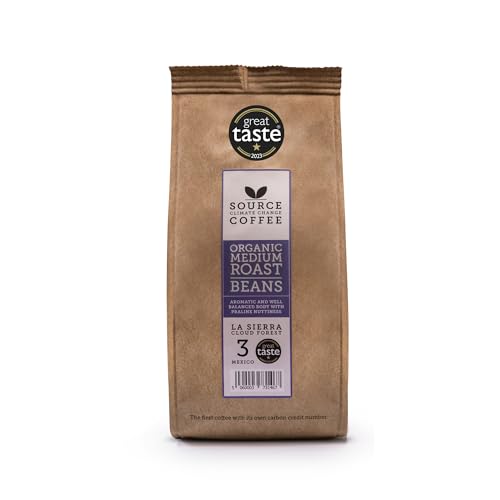 Organic Mexico Coffee Beans– Award Winning Medium Roast by Source Climate Change Coffee – Single Origin 100% Arabica – Smooth Praline Nuttiness, Freshly Roasted 227g bag
