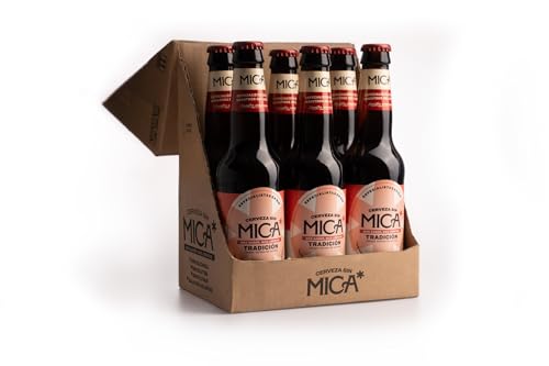 Cerveza Mica Tradición - Pack 6 x bot. 33 cl. Cerveza Tostada Sin Alcohol (0,4% alc. vol.), Sin Gluten, Sin Filtrar y Baja en Calorías.