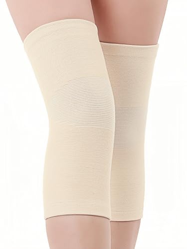 Image of Bamboo Knee Sleeves, 2-Pack Knee Compression Sleeve Women Men Elastic Warm Slip-on Recovery Knee Brace for Arthritis Knee Pain