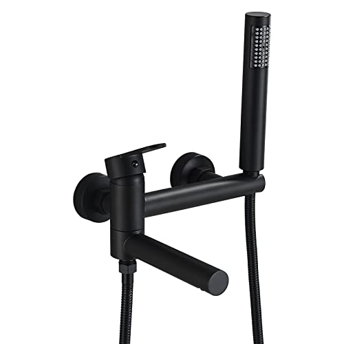 JUNSOTTOR Badewannenarmatur mit Handbrause Duscharmatur Unterputz Duschsystem Regendusche Duschset mit Kopfbrause Handbrause Messing für Badewannen Cover