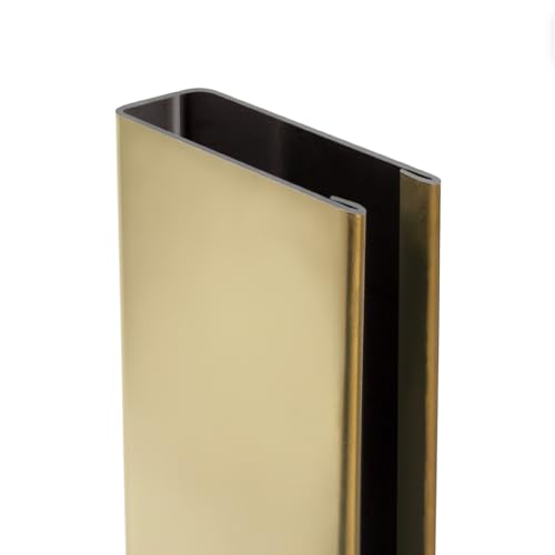 Perfil de pared para mampara, acero inoxidable 304, vidrio 10 mm, sin perforación, Champagne Gold 8k, 190 cm — Moments of Glass