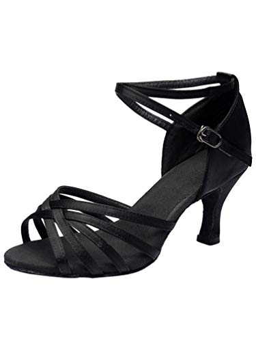 Tookang Mujeres Zapatos Latinos de Baile Zapatillas de Salón Salsa Performance Calzado de Danza (Tacón 7CM) Cover