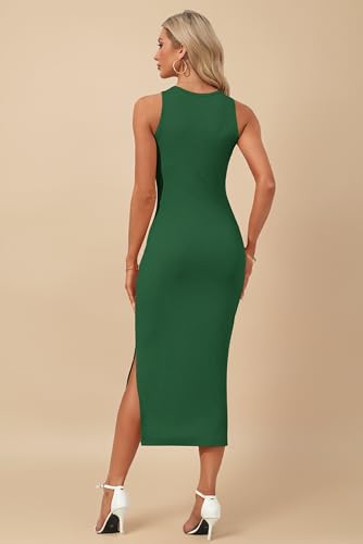 Image of AUSELILY Womens Summer Bodycon Dresses 2026 Basic Casual Sleeveless Knit Tank Midi Dress