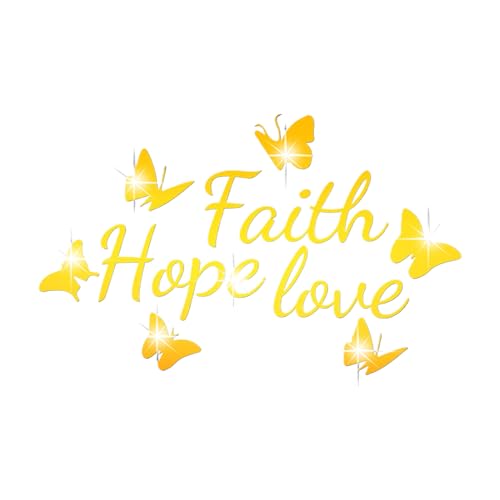 Desuibao Calcomanías acrílicas 3D para decoración de pared, diseño de mariposa, fe, esperanza, amor, para despegar y pegar, letras de motivación, refranes de pared, letras de vinilo, citas artísticas