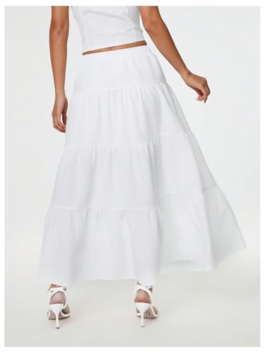 Verdusa Women's Drawstring Waist Maxi Skirt Tie Knot A Line Ruffle Flowy Long Skirts2