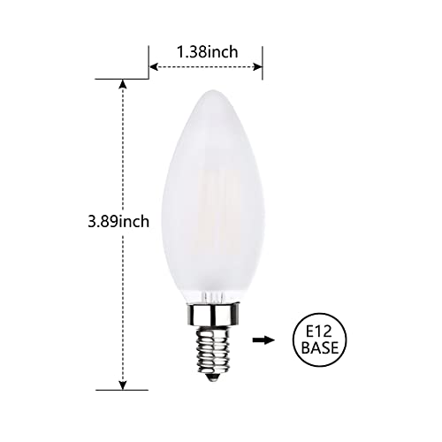 Sunaiony Frosted Led Candelabra Bulbs Dimmable 60 Watt Chandelier Light Bulb, Torpedo Frosted Led E12 Led Bulb 6W 3000K For Ceiling Fan, Pendants, 8 Pack #TOP2