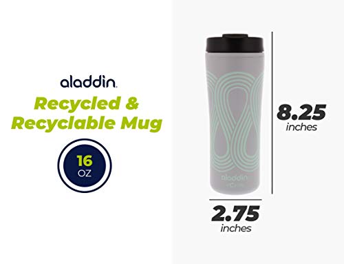 Aladdin eCycle Coffee Travel Mug, 16oz Tumbler with Leakproof Lid – An Ideal Recycled and Recyclable Travel Coffee Mug, Take Your Drink on the Go –Insulated Coffee Mug Fits in Cupholder, Seafoam Green