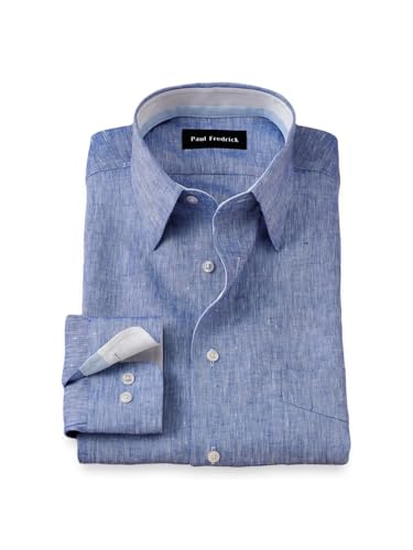 Paul Fredrick Men's Tailored Fit Non-Iron Linen Solid Dress Shirt