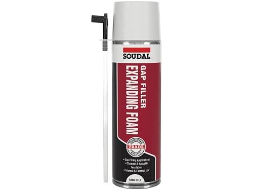 Ara Choice Champagne Soudal Handheld Trade Expanding Foam Gap Filler General Purpose 500Ml Canister, Moisture Curing, Self-Expanding Polyurethane Gap Filling
