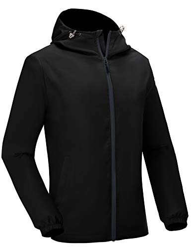 Mapamyumco Veste coupe-vent coupe-vent légère à capuche pour homme - noir - Large Cover