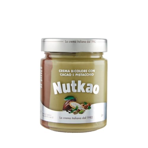 Crema Spalmabile Nutkao Crema Bicolore Cacao E Pistacchio Vaso Vetro Da 330 G