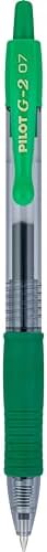 PILOT G2 Premium Refillable & Retractable Rolling Ball Gel Pens, Fine Point, Green Ink, 12 Count (31025)