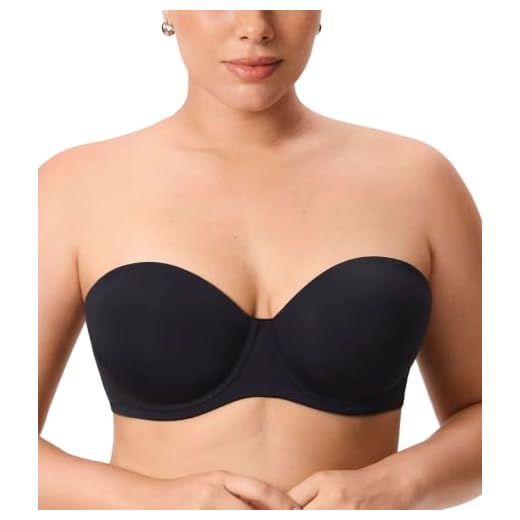 DELIMIRA Women's Underwire Contour Multiway Full Coverage Strapless Bra Plus Size Black 38DD