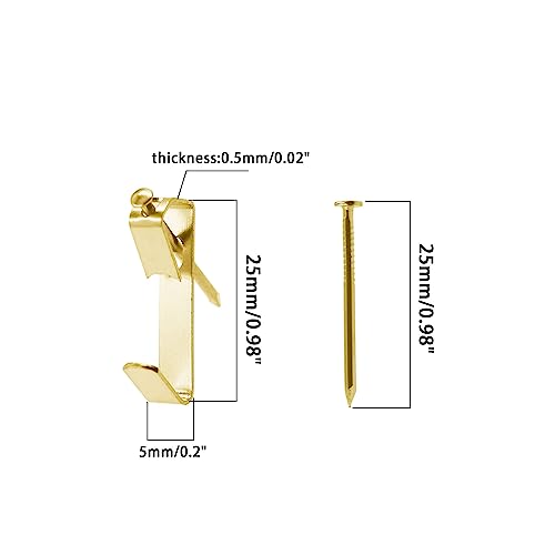 Image of 100 Piece Picture Hanging Kit with 30LB Gold Picture Hooks and Screws for Wall Mounting