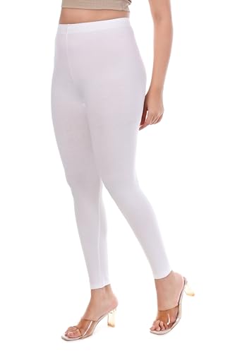 Image of TPF Women Solid Cotton Lycra Stretchable Leggings | Comfortable Ankle-Length Slim Fit Leggings for Women & Girls | Soft, Breathable Wear Bottoms