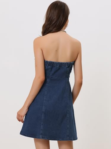 Allegra K Women's Cowgirl Dress Strapless Jean Concert Outfits Western Sleeveless Denim Dresses4