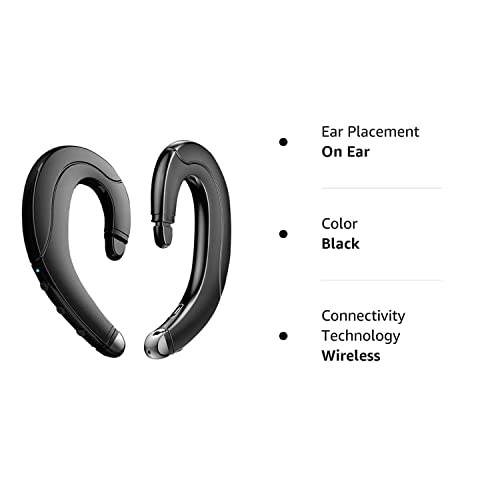 Wireless Bluetooth Headphone, Painless Wearing Headset With Mic For Cell Phone, Non Ear Plug Non Bone Conduction Ear Hook Earbuds, Lightweight, Waterproof Earpiece For Business/Office/Sports (Black) #TOP6