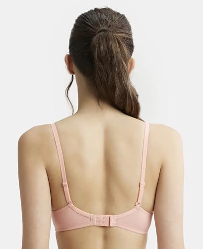 Image of Jockey 1245 Women Under-Wired Padded Super Combed Cotton Elastane Stretch Medium Coverage T-Shirt Bra with Detachable Straps