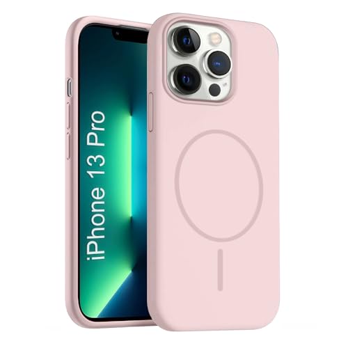Image of iPhone 13 pro Silicone Magsafe Case | Shock Proof Design & Camera Protection | Premium Rubberised Apple iPhone 13 pro Cover (Microfiber Lining) | Magnetic Liquid Silicone - Pink
