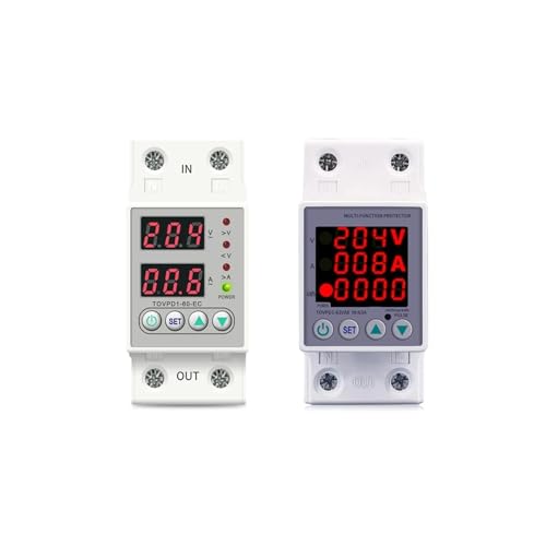 Dispositivo de protección contra sobretensión y subtensión ajustable con pantalla dual, 40 A, 63 A, 80 A, 220 V y 230 V, 1 unidad(V A Kwh type,L N 230V 40A)
