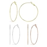 Cocadant 3 Pairs 60mm Big Gold Hoop Earrings for Women Girls,Stainless Steel Hoop Earrings 14K Gold