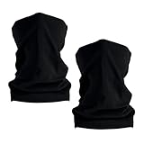 SNBUHA 2 Pièces Cache Cou Elastique pour Homme et Femme, Cache Cou Thermique, Tour de Cou Tubulaire Multiusage pour Moto, Cyclisme, Ski, Randonnée, Course à Pied, Noir