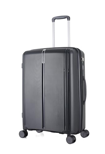 METZELDER Valise Rigide Victoria Coque Incassable 100% Polypropylène, Serrure TSA, avec Souflet Extension Garantie 2 Ans (Noir (Black), M (Moyenne) - 73L-...