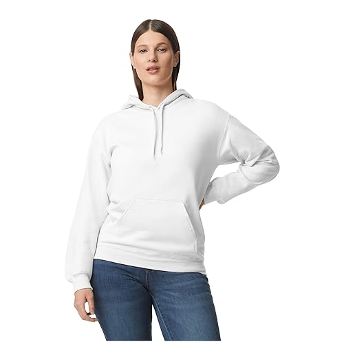 Sweat à capuche blanc adulte Gildan grand confort hoodie molleton 4XL