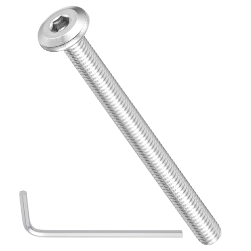 Image of METALLIXITY Flat Head Hex Socket Cap Screws Bolts(M6-1x70) 10Pcs, with Wrench Steel Hex Socket Furniture Bolts Screws - for Furniture Woodworking Project, Silver Tone