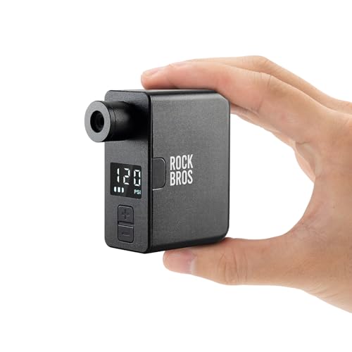 ROCKBROS Elektrische Fahrradpumpe mit Manometer 120PSI Tragbare Minipumpen Wiederaufladbarer 450mAh Tiny E-Pump Kleine Kompressor für E-Bike Mountainbike Rennrad Gravel Bike