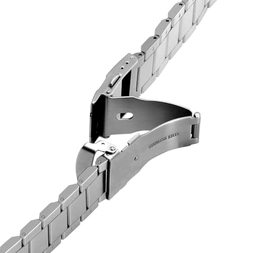 Image of Juntan 18mm 20mm 21mm 22mm 24mm 26mm Classic Stainless Steel Watch Band Silver Black Grey Blue Gold Brushed Metal Watch Strap for Women Men Watch Replacement Band Double Buckle