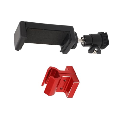 MAVIS LAVEN Transmitter Phone Mount, Adjustable Sturdy Stable Easy Installation Aluminum Alloy Base Phone Mount Holder Easy Cleaning for Phones Over 5.5 Inch (Red)