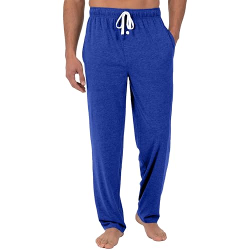Men'S Pajama Pants Lightweight Solid Elastic Waist Work Pants Cotton Joggers Fall Drawstring Pj Bottoms With Pockets