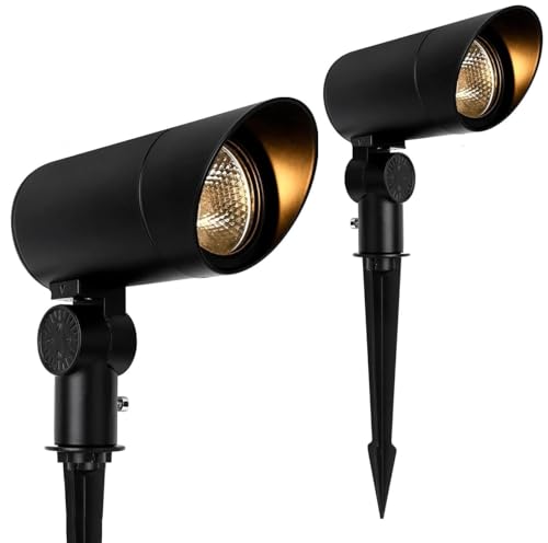 EAGLOD 30W Spot Lights Outdoor LED Spotlight 220V 3000LM Ultra Bright Flag Pole Light with Metal Stake, Warm White Flood Light Landscape Lighting for Yard Flag Tree Garden, 5 FT Cord with Plug, 2 Pack