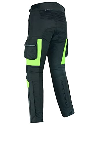 Schwarze Motorradhose mit herausnehmbarem Thermofutter, Protektoren und Weitenverstellung, für Sommer und Winter, auch in Kurz- und Übergrößen, (4XL)