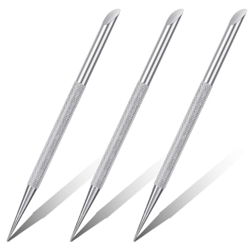 Mabor 3 Pcs Cuticle Pushers Tool, Stainless Steel Cuticle Remover Nail Cleaner Gel Fingernails Dead Skin Polish Peeler for Professional Manicure Pedicure Nail Art Care