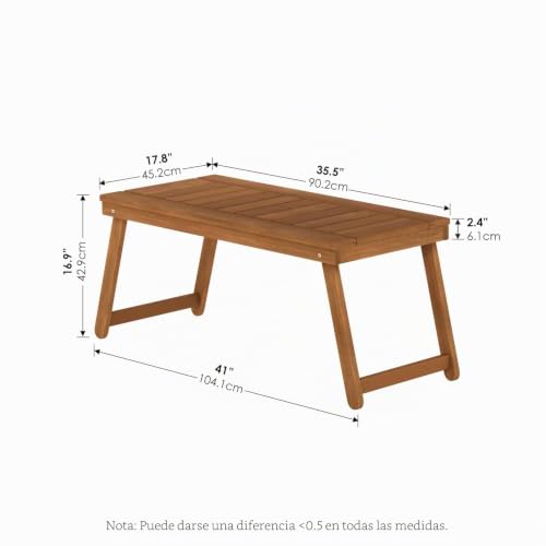 Mesa lateral plegable para exterior con tablero de listones resistente al agua mesa café Furinno 4