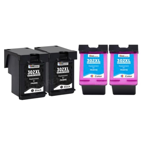 INKARENA Cartucho de Tinta remanufacturado 302XL Compatible con Suministros de Impresora - 1110 2130 1112 3630 3632 3830 4650 4652 4528 4527 4523(302XL BK X 2 C X 2)