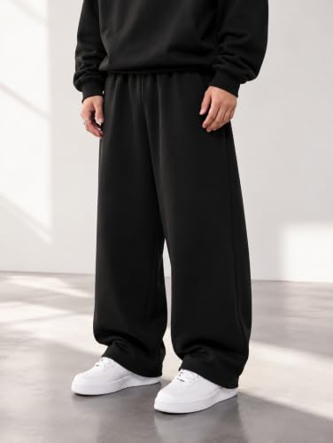 Image of 320 GSM Heavyweight Baggy Track Pants for Men | Oversized Fleece Sweatpants | Relaxed Fit Joggers with Deep Side Pockets | Winter Casual Lounge Wear | Elastic Waist with Drawstring