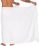 LA LEELA Herren Normale Bademode Sarong Long Beach Wrap Weiß, solide One Size