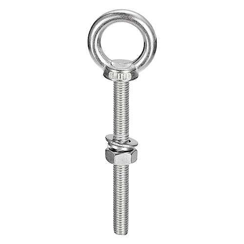 Image of uxcell Lifting Eye Bolt, 1 Set M10x100mm Eye Bolt with Nut Washer 304 Stainless Steel Shoulder Lifting Ring Eye Bolt for Hanging Item
