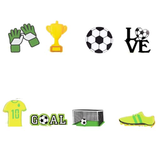 8 enfeites comestíveis para bolos com tema desportivo, enfeites para bolos em forma de bola de futebol, ornamentos para festas com tema desportivo, ornamentos adequados para eventos desportivos.