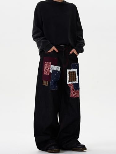 GUOYUXIAO Men's Jeans Loose-Fit Casual Pants Straight-Leg Wide-Leg Denim Trouser for Men3