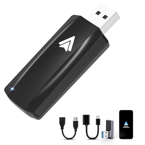 MSXTTLY Android Auto Wireless Adapter for OEM Factory Wired Android Auto Dongle Cars Model 2017+ & Android 11+, 3 Adapter, U2A-AIR Black