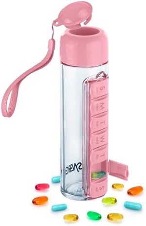 Synergy Water Bottle & Pill Organizer - Travel Storage Container ...
