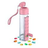 Synergy Water Bottle & Pill Organizer - Travel Storage Container for Water, Juice, Vitamins...