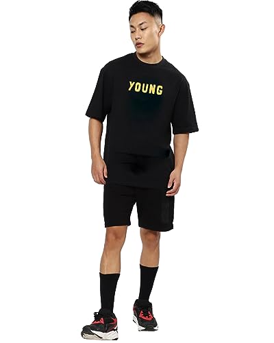 Image of fanideaz Mens Oversized Printed Half Sleeve Branded Cotton T-Shirt for Mens || Back Printed t Shirts for Men || Oversized t Shirts for Men