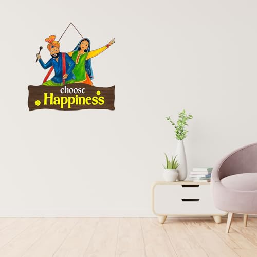 Image of GiftOday Choose Happiness Wooden Wall Hanger for Gateway | Home Decor | Office | Gifts | Bedroom | Designer Artwork Decor Items for Living Room | Pack of 1 | Size-18 x 30 CM